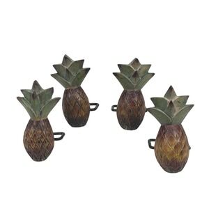 Vintage Pineapple Napkin Rings Set of 4 Tropical Table Decor Coastal Nautical